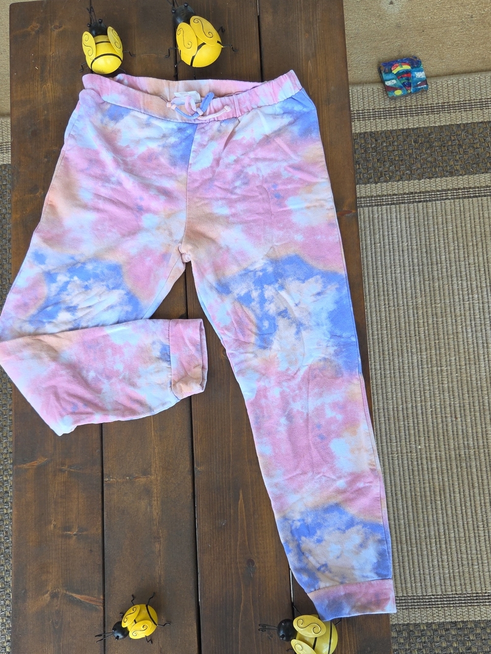 Belle Du Jour Pink & Blue Tie-Dye Joggers